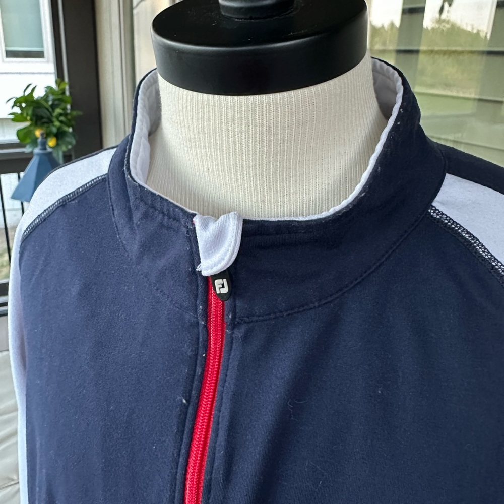 FOOTJOY Golf ⛳️ Boys Navy & White Full Zip Performance Golf Jacket - Size LARGE